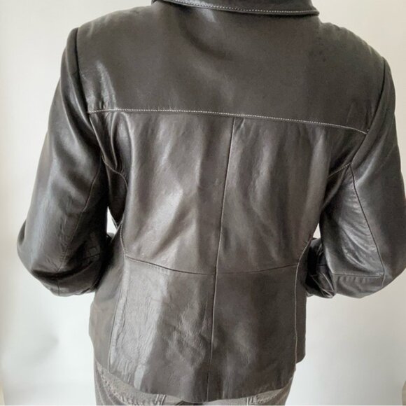 Vintage Anne Klein Genuine Black Leather Jacket - Picture 8 of 16